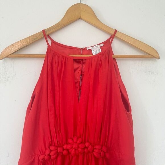 Esley Orange Silk Blend Open Shoulder A-Line Dress - Picture 5 of 10